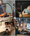 LED Desk Lamp With Clamp 17W Super Bright Swing Arm Task Light for crafts, office desk and home study, adjustable base, multiple angles