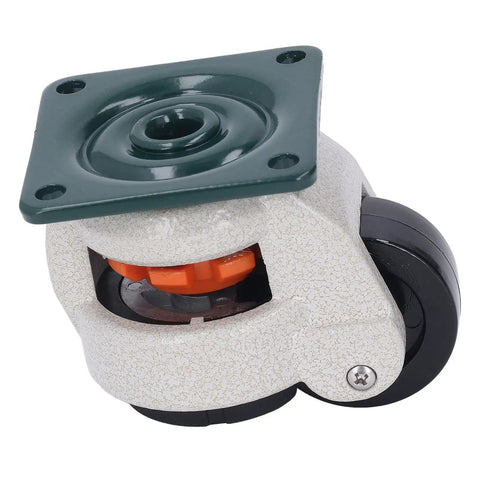 Professional Grade Leveling Casters With Smooth Retractable Wheels And Easy Height Dial for heavy loads, grey and black design.