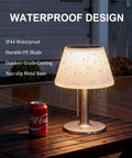 Solar Powered Outdoor Table Lamp With 3 Way Dimmable LED, Cordless Eye Caring Desk Light With Pull Chain, Waterproof Portable Lamp
