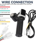 Full Twist Throttle For 60V E Bike With LED Display And Key Lock, featuring wire connections and grip design.
