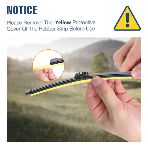 Image showing Heavy Duty Nine Inch Rear Wiper Blade Replacement For Ford Bronco Sport 2021 To 2024, with yellow protective cover being removed.