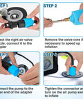 Set Of 6 Inflatable SUP Pump Valve Adapters With Round Sharp Square And Spiral Nozzles For Boards Pools Boats Rings And Floats Easy Fit And Leak Free Inflation For All Your Air Gear, 4-step setup