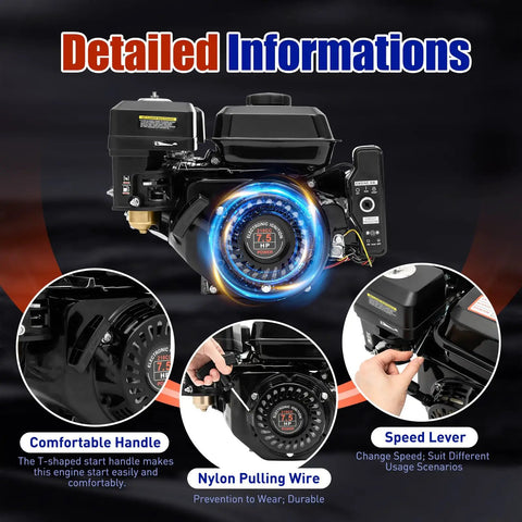 Beefy 212CC 4-Stroke Go Kart Engine With Electric Start 7.5 HP Horizontal Gas Power Plant detailed features overview
