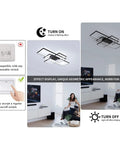 Three Square LED Ceiling Light 75W Modern Flush Mount Chandelier In Black Acrylic Cool White 6000K with on/off switch illustration