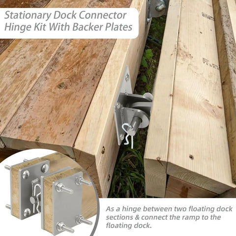 Floating Dock Hinges Kit With Backer Plates and Mounting Screws for Heavy Duty Dock Linking Hardware Set