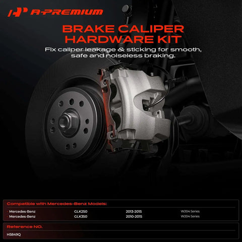 A-Premium Front Disc Brake Hardware Kit Fits Mercedes Benz W204 Series Glk250 And Glk350 Models Years 2010 Through 2015 With Reference H5849Q For Super Smooth Stop And Reliable Auto Performance Today. brake caliper hardware kit with disc and caliper, GLK W204 fit