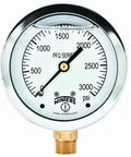Front view of Two And A Half Inch Dial Liquid Filled Industrial Pressure Gauge with Brass Internals and Stainless Steel Case