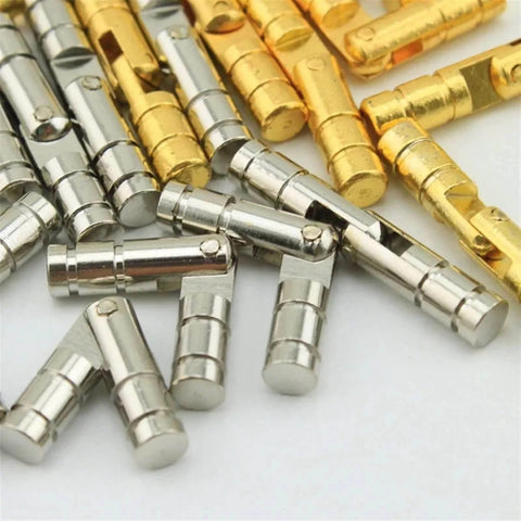 Concealed Furniture Hinges Set 50 Pcs Gold And Silver Mini Cylindrical Hinges With Screws For Jewelry Boxes Cabinets And Folding Doors Retro Style Track Design For Smooth Quiet Open Close