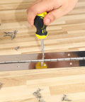 Real Deal Heavy Duty 72 Inch Stainless Steel Piano Hinges Built Tough Continuous Gate Hinges For Shop Workbenches And Outdoor Fences Comes With Full Screw Kit Easy Install being installed with screwdriver.