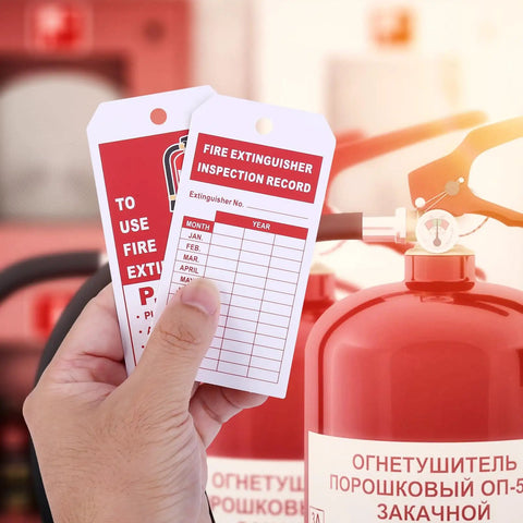 Bulk Fire Extinguisher Inspection Tags Kit With 200 Tags, 200 Adjustable Zip Ties, And 200 Monthly And Annual Safety Tags For Fire Equipment