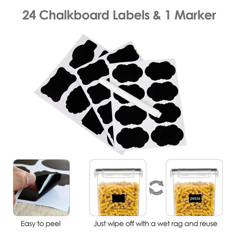 24 chalkboard labels and marker for Airtight Food Storage Containers With Lids 7 Piece BPA Free Kitchen Canisters For Spaghetti Pasta Flour Sugar And Dry Goods Clear Plastic Pantry Organization Storage Pantry Upgrade For Your Home Kitchen Setup