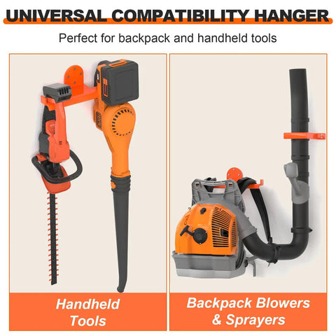 Backpack Blower Rack Wall Mount 4 Pack Heavy Duty Steel Holder With Hose Hook And Rubber Coated Guard No Wobble Secure Storage For Leaf Blowers Ideal For Home Garages And Pro Landscaping for handheld tools and backpack blowers