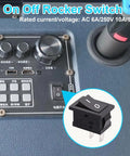 Control panel with Ten Pack 2 Pin Rocker Switches On Off Latching SPST With Wires 21x15mm Square Black