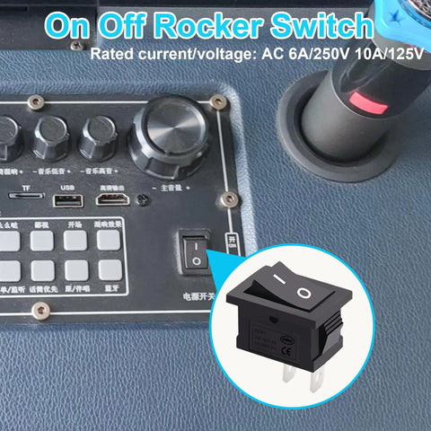 Control panel with Ten Pack 2 Pin Rocker Switches On Off Latching SPST With Wires 21x15mm Square Black