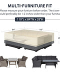 All Weather Heavy Duty Patio Furniture Cover 110x84x28 Inches Waterproof UV Protected for large outdoor sets diagram