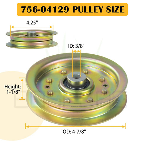 2 Pack Idler Pulley 4-7/8 In Outer Diameter Replaces 753-08171 756-04129 756-04129C 753-08068A for Cub Cadet dimensions shown