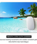 Beach Theme Mouse Pad 12x10 Inch For Desk Setup Waterproof Non Slip Rubber With Stitched Edges Blue Premium Textured Surface For Gaming And Work Keeps Your Mouse Gliding Smoothly On Wireless Mice Great Desk Vibe