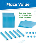 Blue Plastic Base Ten Blocks Set for Kids, Place Value Manipulatives for Regrouping, Counting Cubes displayed on a flat surface