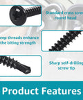 Bulk 400 Pack Self Tapping Screws For Metal And Wood Size 8 And 10 410 Stainless Steel Self Drilling Truss Head Black Oxide Finish