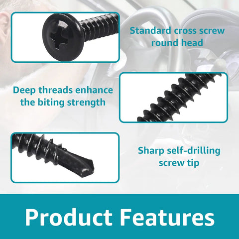 Bulk 400 Pack Self Tapping Screws For Metal And Wood Size 8 And 10 410 Stainless Steel Self Drilling Truss Head Black Oxide Finish