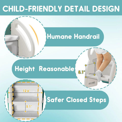 Detail design of 8 In 1 Toddler Climber And Slide Playset With Basketball Hoop showcasing humane handrail and safer closed steps.