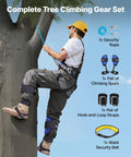 Person using Height Adjustable Tree Climbing Spikes Set With Straps And Waist Harness Heavy Duty Steel Climb Spurs for arborist work