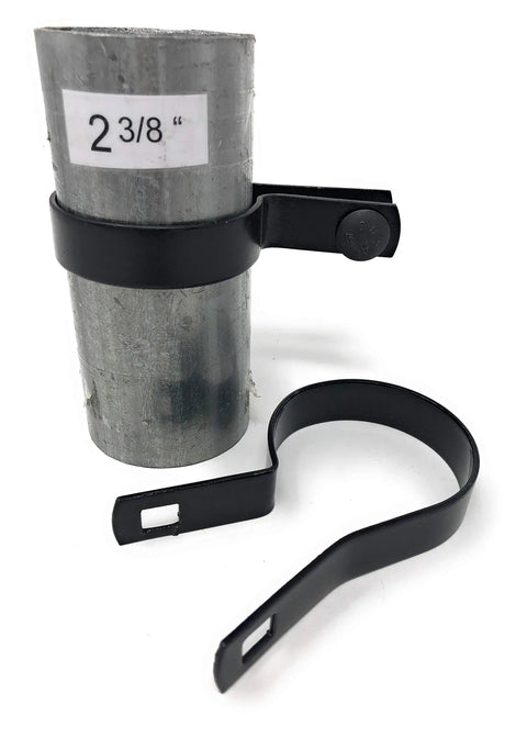 Heavy Duty Ten Pack Tension Bands With Bolts And Nuts For Chain Link Fence Posts Two And Three Eighths Inch Outer Diameter