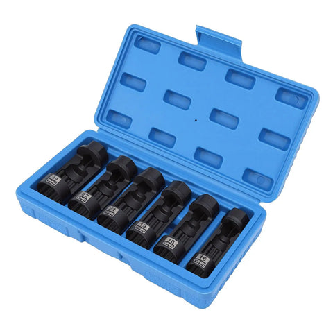 6 Piece Strut Nut Socket Set With Storage Case For Shock Absorber Nuts 16mm 18mm 19mm 21mm 22mm 24mm, 12 Point Design Sockets in Blue Case