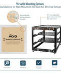 12U Open Frame Network Rack For IT And AV Gear Floor Standing Or Wall Mounted With Two 1U Shelves And Mounting Hardware
