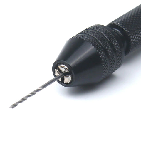 Close-up of pin vise drill from Pro Grade 61 Piece Pin Vise Drill Set With 50 Micro Twist Bits 1 To 3mm And 10 PCB Mini Bits 0.1 To 1mm