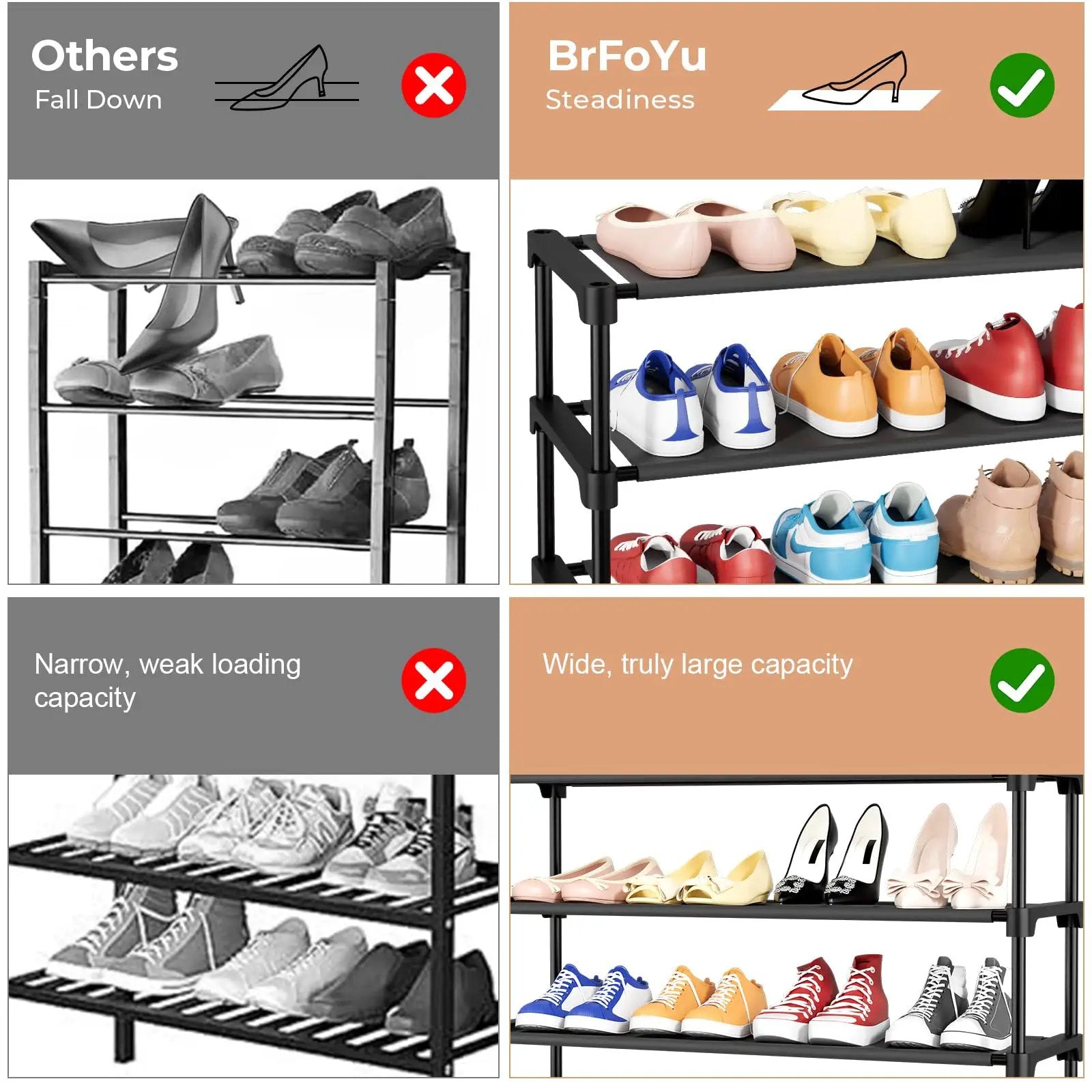Wide 32.3 Inch 3 Tier Shoe Rack Space Saver ✓