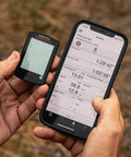 Padrone Digital Bluetooth Cycling Computer With IPX8 Waterproof Build shown with smartphone app ride upload feature