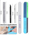 108 Piece Model Tools Kit For Modelers And Hobbyists showing measuring tools, precision blades, and nail files for crafting projects.