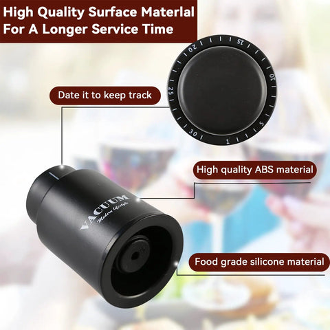 Two Pack Real Vacuum Wine Stoppers Keep Wine Fresh Longer, Reusable Preserver To Suck Air Out, close-up of stopper design
