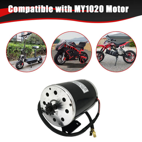 T8F Chain 11T Sprocket With Master Link Replacement For Kids Electric Scooters E Scooters And Mini Pocket Dirt Bikes Front Motor Sprocket Parts MY1020 Compatible With Razor MX650 MX500 SX500 featuring MY1020 motor compatibility with images of electric scooter, motorbike and mini dirt bike.