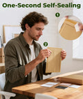 Person sealing Rigid Kraft Mailers 6x9 Inches Pack 50 Eco Friendly Recyclable Mailers with Corrugated Inside Padded Envelopes