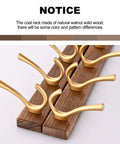 17.3 Inch Walnut Wood Coat Rack Wall Mount With Five Hooks Dope Heavy Duty Wooden Jacket Hanger Detail View