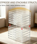 Stackable Drink Packet Organizer With 10 Clear Acrylic Drawers shown on tabletop highlighting dustproof design.