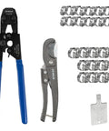Pro Grade Pex Cinch Clamp Crimp Tool Kit With Stainless Steel Clamps Ratchet Self Release Metal Pipe Cutter Includes 30 Clamps