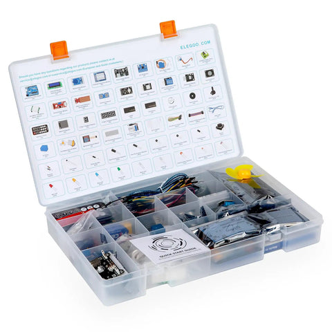 Top view of Uno R3 Project Starter Kit With Over 200 Components And 63 Modules Includes A 30 Lesson PDF Tutorial Compatible With Arduino IDE