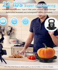 Electric Rotating Display Stand With Rechargeable Battery, Motorized Turntable For Live Streaming Video Shoot Photography, 3 In 1 Size Platform displaying a pumpkin in a kitchen setting.