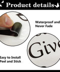 Removable Peel And Stick Inspirational Quote Wall Decals Set showing close-up of waterproof vinyl and peelable sticker edge.