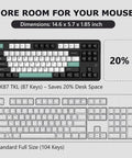 Slick 87 Key Gasket Mount Tenkeyless Mechanical Keyboard Featuring Hot Swappable Switches And Full Spectrum RGB Illumination comparing TKL vs full-size layouts.