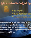 Mushroom Shaped Energy Saving Sensor LED Night Light With Plug In Auto On Off Multi Color Changing Led Night Light For Hallway And Bedroom Yellow Finish Long Lifespan Up To 50000 Hours in a bedroom scene with soft lighting and sleeping child.