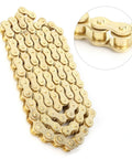 Heavy Duty 48 Link 420 Drive Chain For Off Road Motorcycles, close-up of rugged engine chain for rough terrain with high tensile strength