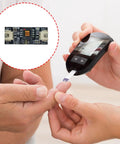 High Efficiency DC DC Boost Converter Module With Isolated PCB Board For Electronics Prototyping, showcased with a diabetes meter.