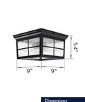 French Pane Square 2 Light Farmhouse Ceiling Mount Light For Indoor Or Outdoor Use Damp Rated Open Bottom With Seedy Glass