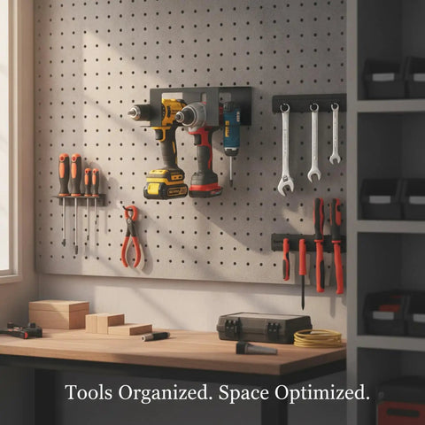 Wall Mounted Drill Holder And Iron Power Tool Rack For Garage Workshop Vertical Cordless Driver Organizer 15.7 Inch Wide