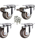 Smooth Ride One Inch Caster Set Packs Two Swivel Casters With Locking Pads And Self Tapping Screws for mobility on furniture.
