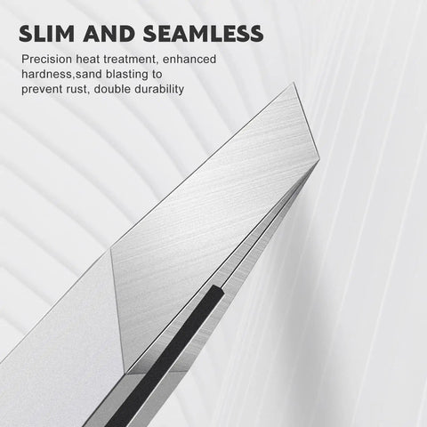 Professional Stainless Steel Slant Tweezers Set 2 Pack Precision Eyebrow Tweezers for Facial Hair Ingrown Hair and Blackhead Removal, close-up tip
